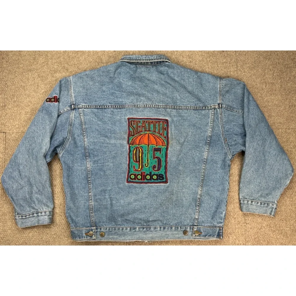 Adidas‎ 1995 Seattle NCAA Final Four Embroidered Rare Vtg Denim Jacket Size XXL